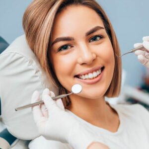 Young woman getting a dental checkup