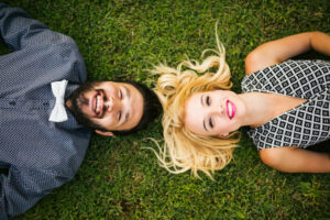 Couple laying down and posing