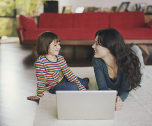 Mother hanging out with daughter